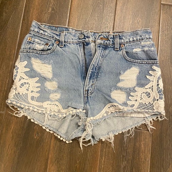 First of a Kind, Vintage Levi’s Cropped, Laced Shorts - Picture 1 of 9